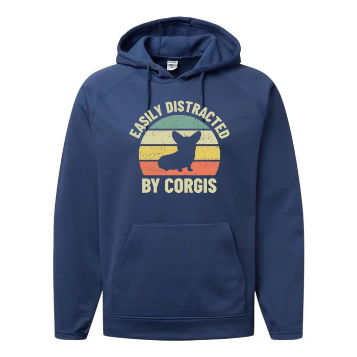 Easily Distracted By Corgis Gift Performance Fleece Hoodie