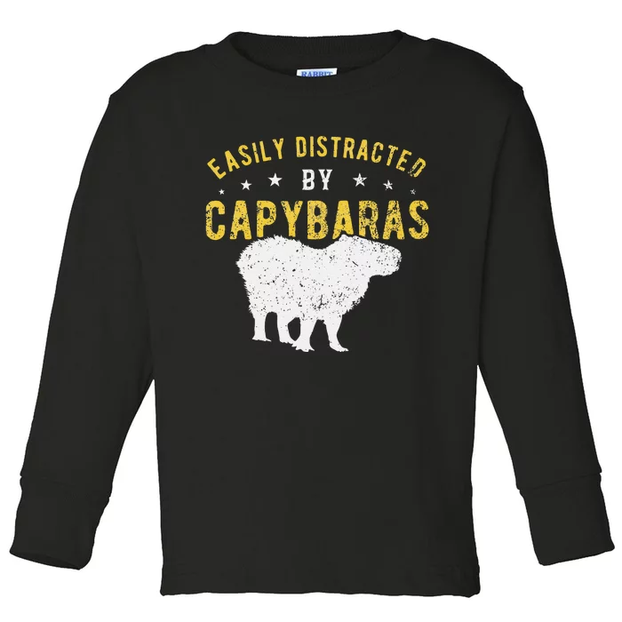 Easily distracted by Capybaras Toddler Long Sleeve Shirt