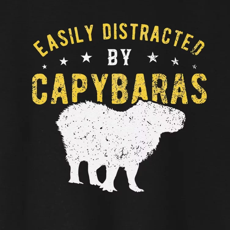 Easily distracted by Capybaras Women's Crop Top Tee