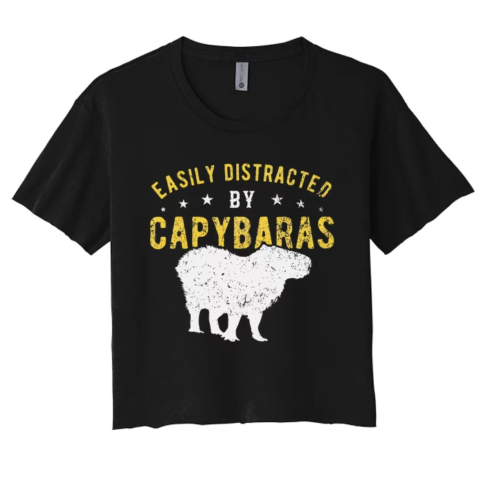 Easily distracted by Capybaras Women's Crop Top Tee