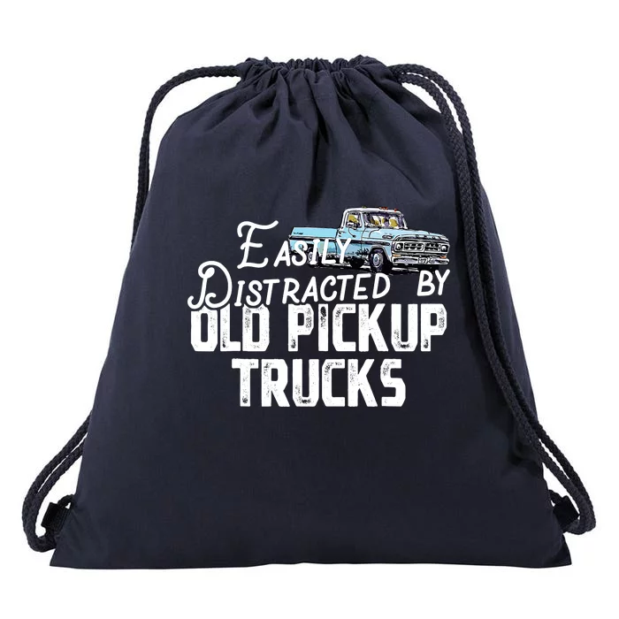 Easily Distracted By Old Pickup Trucks Cute Trucker Drawstring Bag