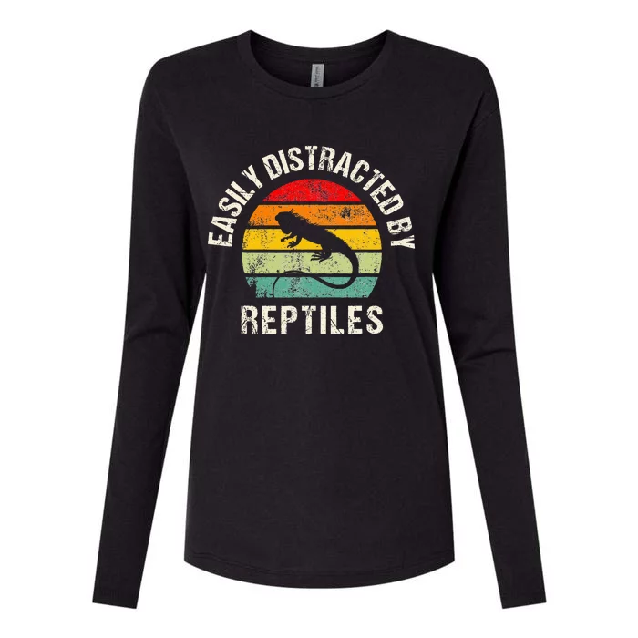 Easily Distracted By Reptiles Funny Reptile Lovers Womens Cotton Relaxed Long Sleeve T-Shirt