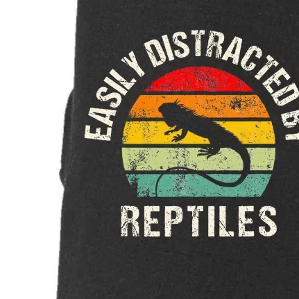 Easily Distracted By Reptiles Funny Reptile Lovers Doggie 3-End Fleece Hoodie