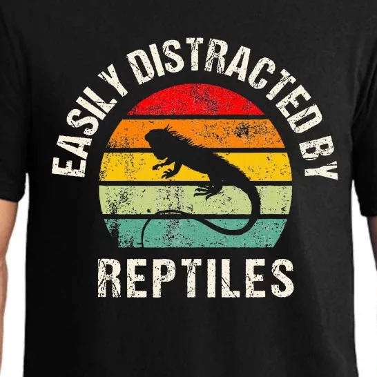 Easily Distracted By Reptiles Funny Reptile Lovers Pajama Set