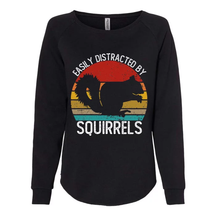 Easily Distracted By Squirrels S Vintage Squirrel Womens California Wash Sweatshirt