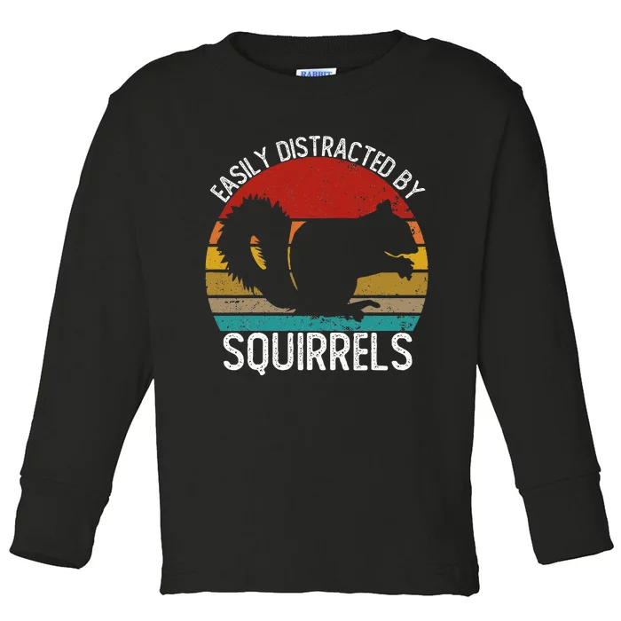 Easily Distracted By Squirrels S Vintage Squirrel Toddler Long Sleeve Shirt