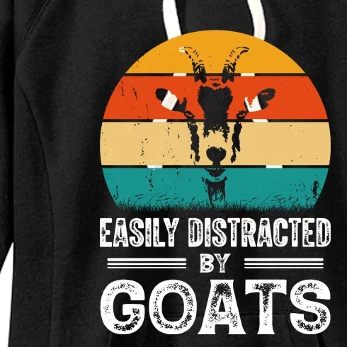 Easily Distracted By Goat Funny Goat Women's Fleece Hoodie