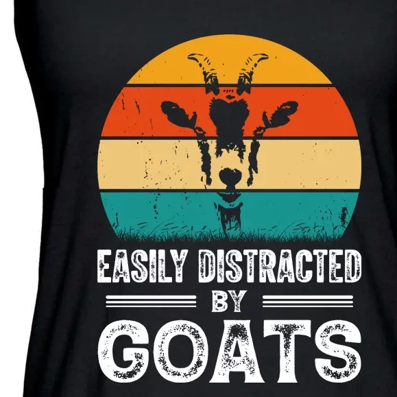 Easily Distracted By Goat Funny Goat Ladies Essential Flowy Tank