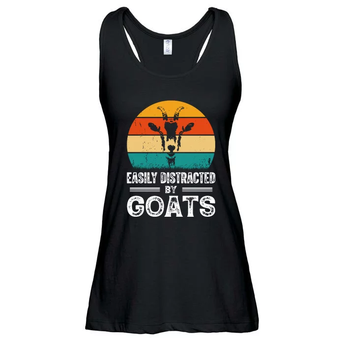 Easily Distracted By Goat Funny Goat Ladies Essential Flowy Tank