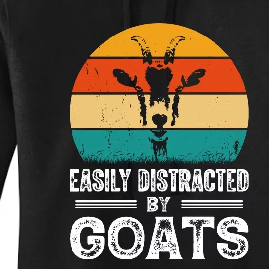 Easily Distracted By Goat Funny Goat Women's Pullover Hoodie