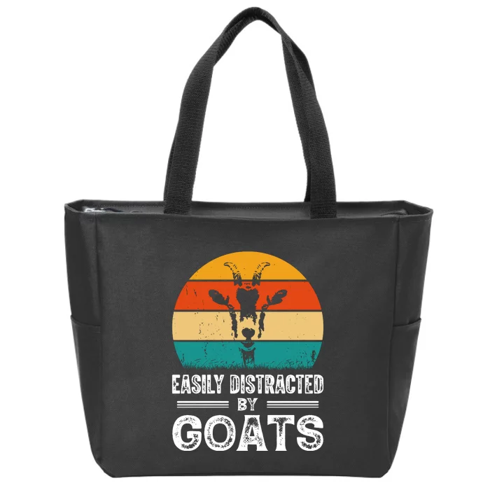 Easily Distracted By Goat Funny Goat Zip Tote Bag