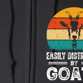 Easily Distracted By Goat Funny Goat Full Zip Hoodie