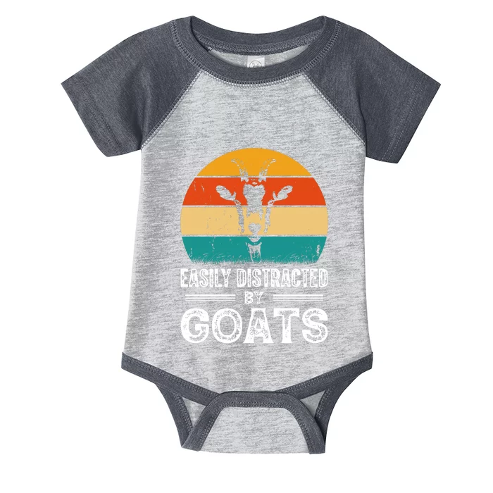 Easily Distracted By Goat Funny Goat Infant Baby Jersey Bodysuit