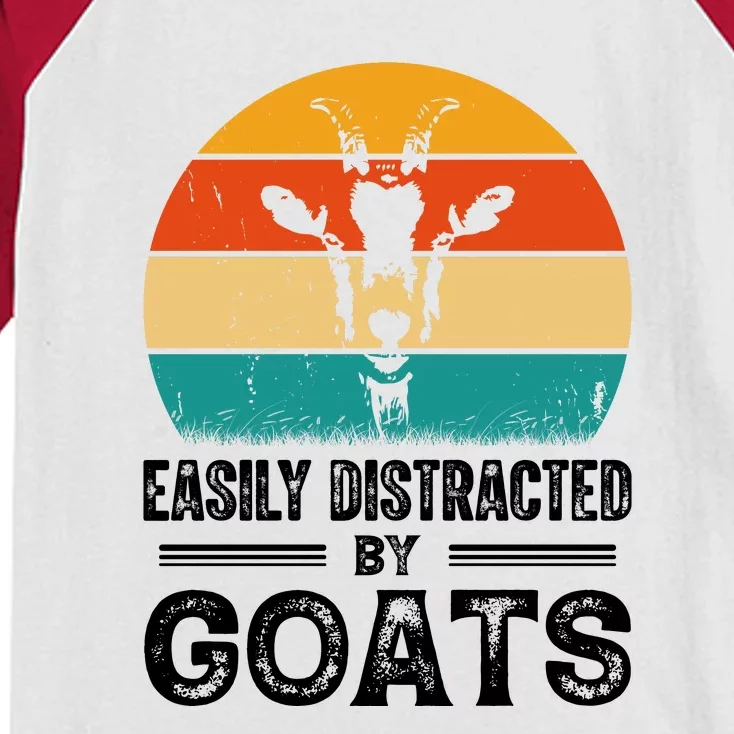 Easily Distracted By Goat Funny Goat Kids Colorblock Raglan Jersey