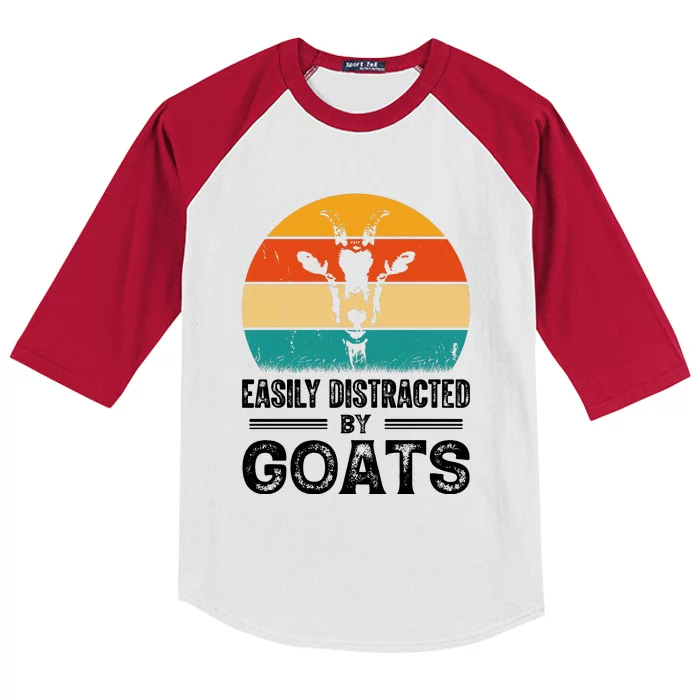 Easily Distracted By Goat Funny Goat Kids Colorblock Raglan Jersey