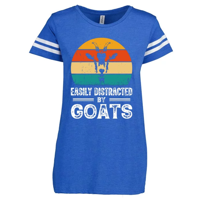 Easily Distracted By Goat Funny Goat Enza Ladies Jersey Football T-Shirt