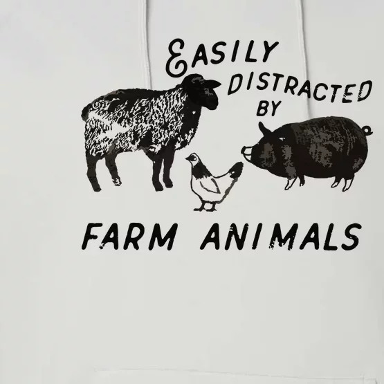 Easily Distracted By Farm Animals Performance Fleece Hoodie