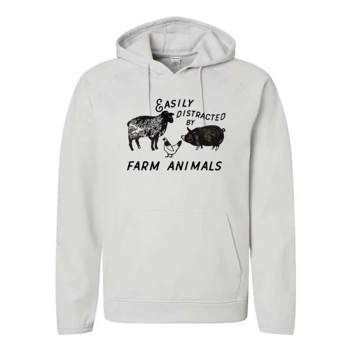 Easily Distracted By Farm Animals Performance Fleece Hoodie