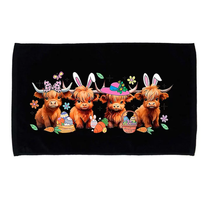 Easter Day Baby Highland Cow Microfiber Hand Towel