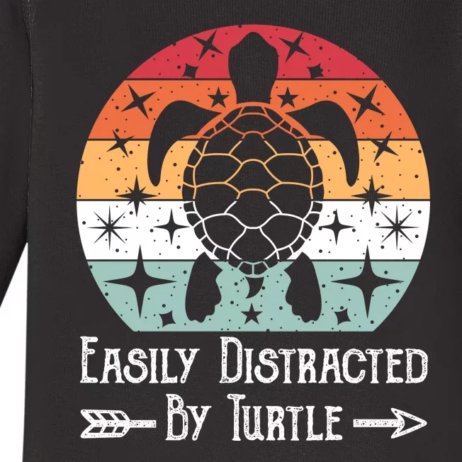 Easily Distracted By Turtle Baby Long Sleeve Bodysuit