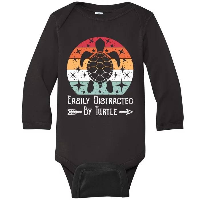 Easily Distracted By Turtle Baby Long Sleeve Bodysuit