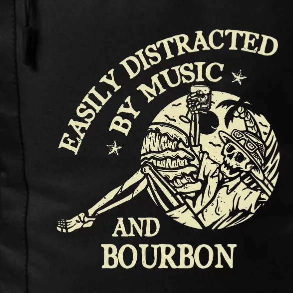 Easily Distracted By Music And Bourbon Skeleton Daily Commute Backpack