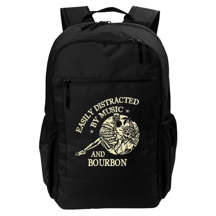 Easily Distracted By Music And Bourbon Skeleton Daily Commute Backpack