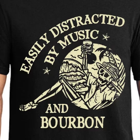 Easily Distracted By Music And Bourbon Skeleton Pajama Set