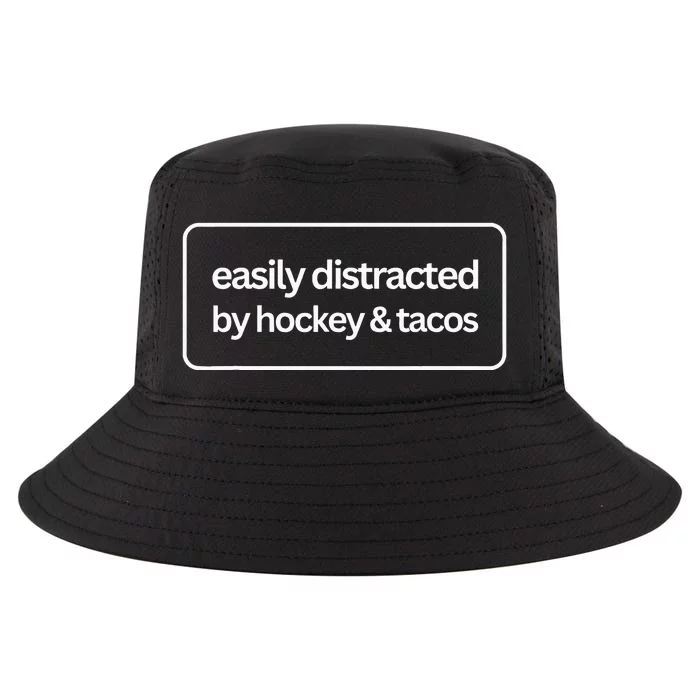 Easily Distracted by Hockey And Tacos Funny Hockey Players Cool Comfort Performance Bucket Hat