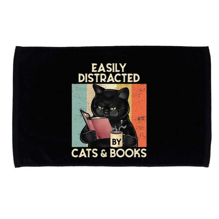 Easily Distracted By Cats And Books For Cat Lovers Microfiber Hand Towel