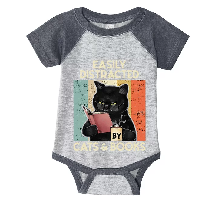 Easily Distracted By Cats And Books For Cat Lovers Infant Baby Jersey Bodysuit