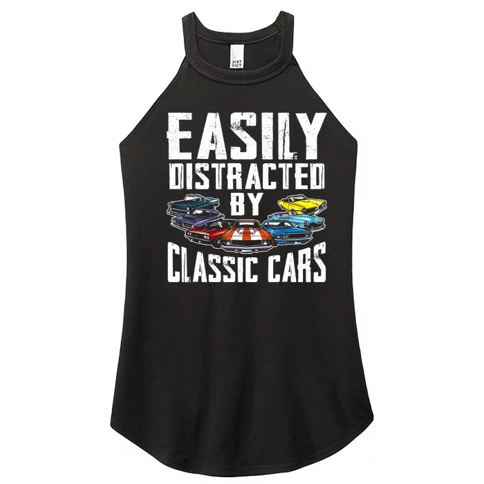 Easily Distracted By Classic Cars Women’s Perfect Tri Rocker Tank