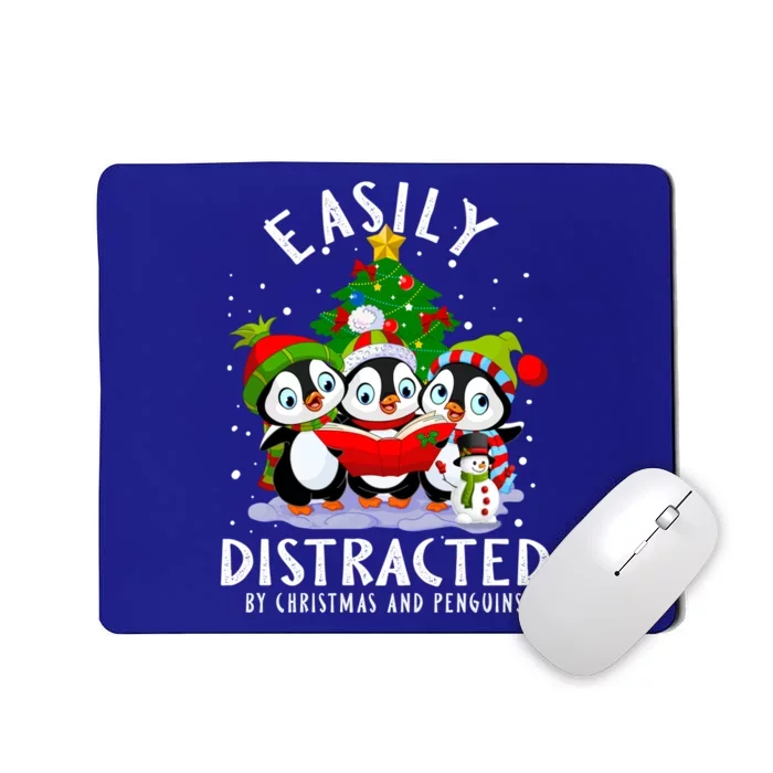 Easily Distracted By Christmas Penguins Costume Funny Xmas Funny Gift Mousepad