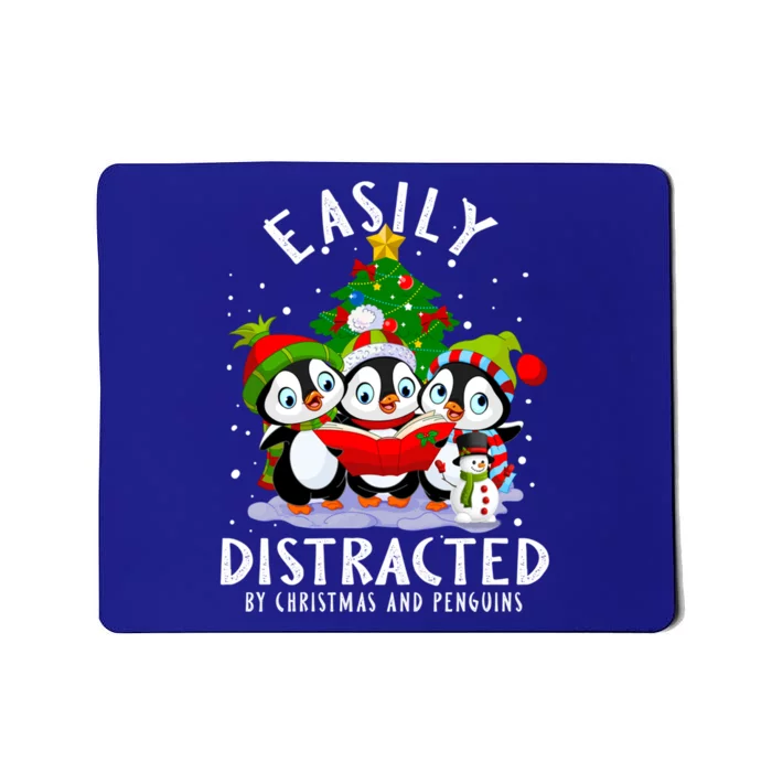 Easily Distracted By Christmas Penguins Costume Funny Xmas Funny Gift Mousepad