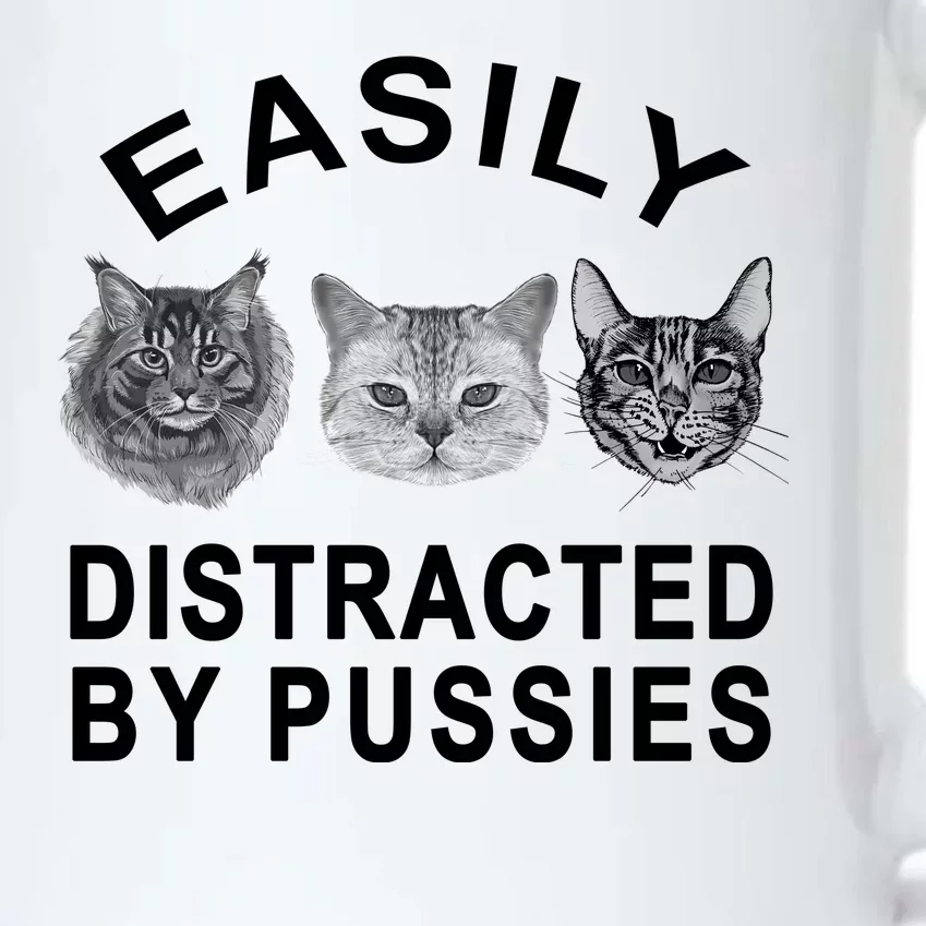 EASILY DISTRACTED BY PUSSIES Black Color Changing Mug