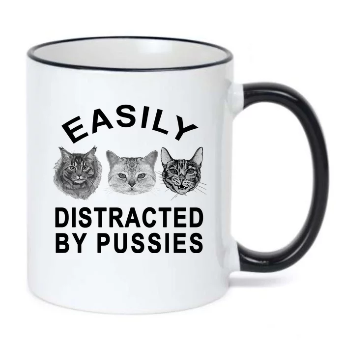 EASILY DISTRACTED BY PUSSIES Black Color Changing Mug