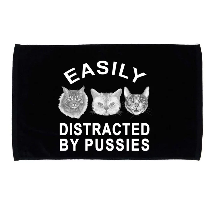 EASILY DISTRACTED BY PUSSIES Microfiber Hand Towel