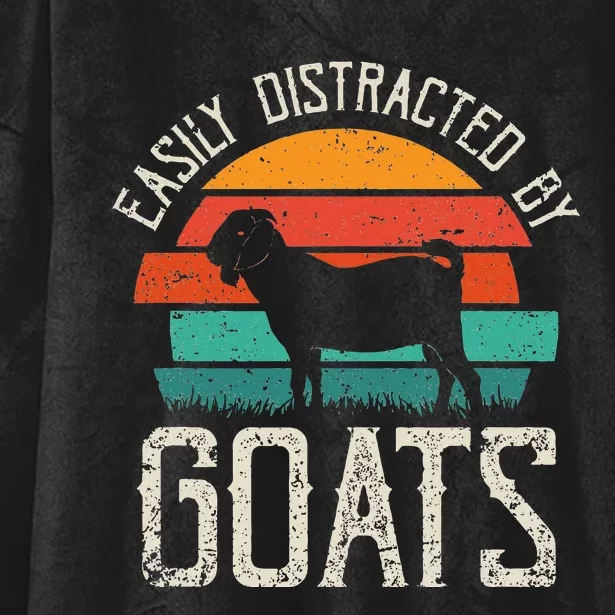 Easily Distracted By Goats Funny Jokes Sarcastic Sayings Hooded Wearable Blanket