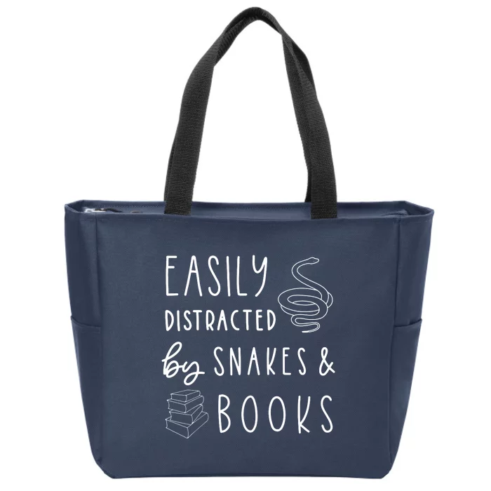 Easily Distracted By Snake And Books Snake Zip Tote Bag