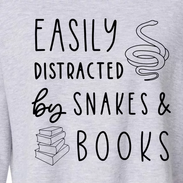 Easily Distracted By Snake And Books Snake Cropped Pullover Crew