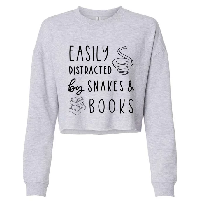 Easily Distracted By Snake And Books Snake Cropped Pullover Crew