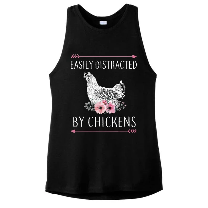 Easily Distracted By Chickens For Chicken Lovers Funny Ladies Tri-Blend Wicking Tank