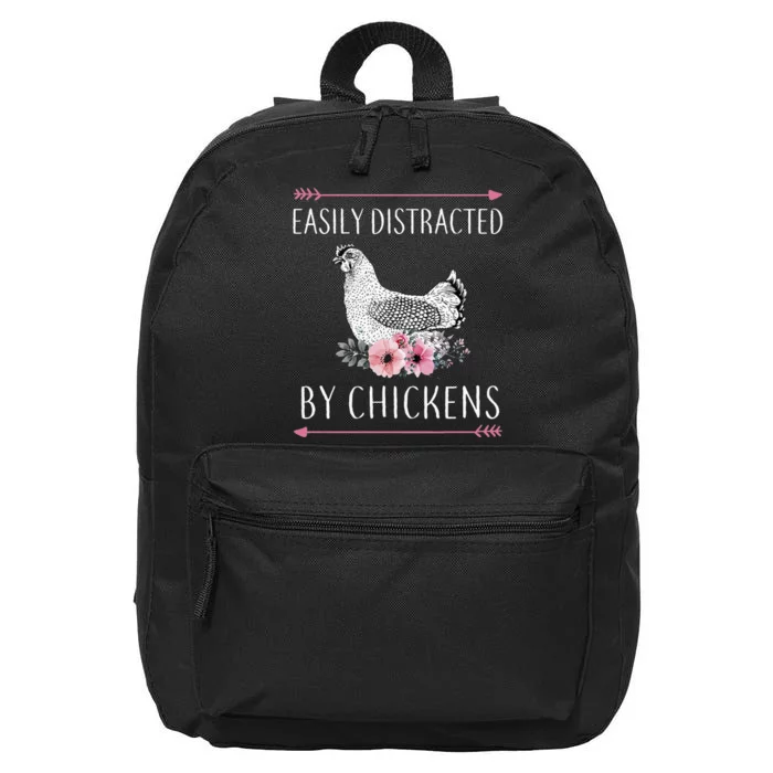 Easily Distracted By Chickens For Chicken Lovers Funny 16 in Basic Backpack