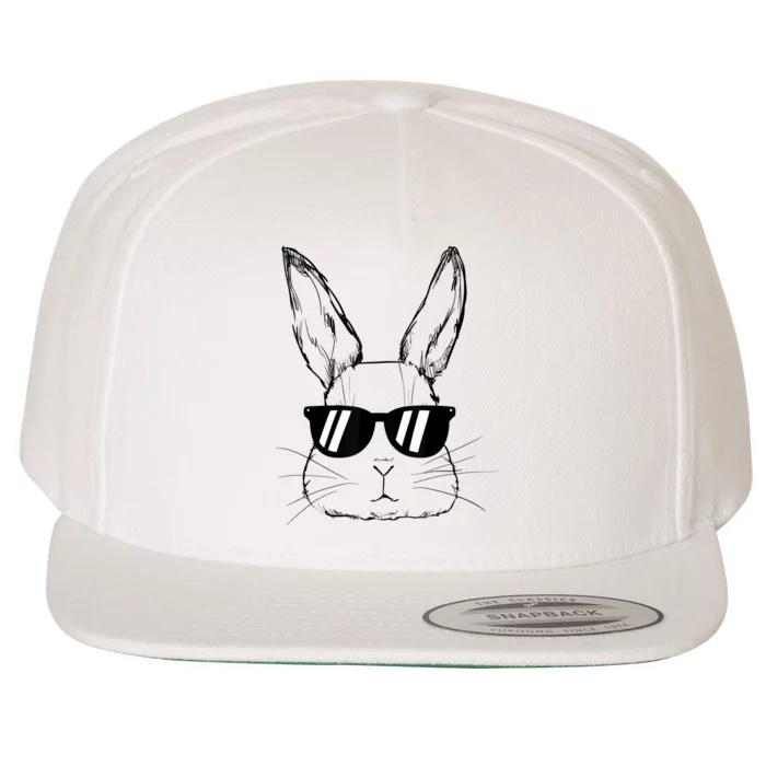 Easter Day Bunny Face With Sunglasses For Boy  Kid Wool Snapback Cap