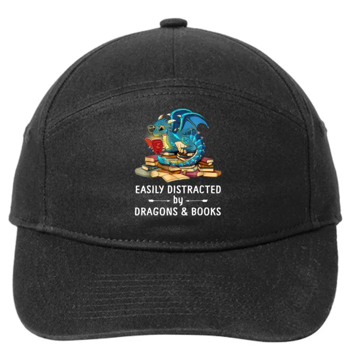 Easily Distracted By Dragons And Books Nerd Dragon 7-Panel Snapback Hat