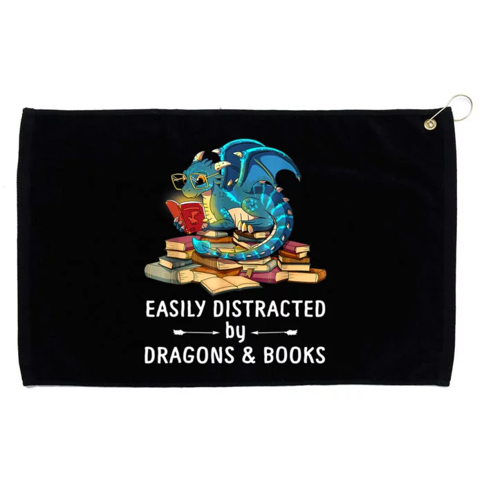 Easily Distracted By Dragons And Books Nerd Dragon Grommeted Golf Towel