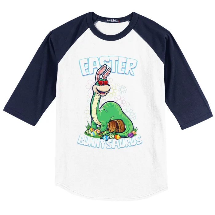 Easter Dinosaur Bunny Egg Hunt Brontosaurus Baseball Sleeve Shirt