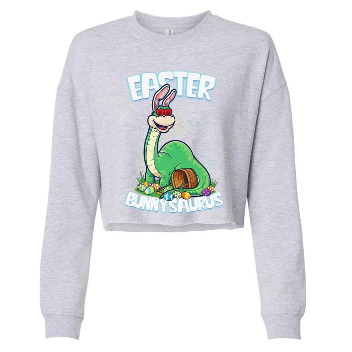 Easter Dinosaur Bunny Egg Hunt Brontosaurus Cropped Pullover Crew