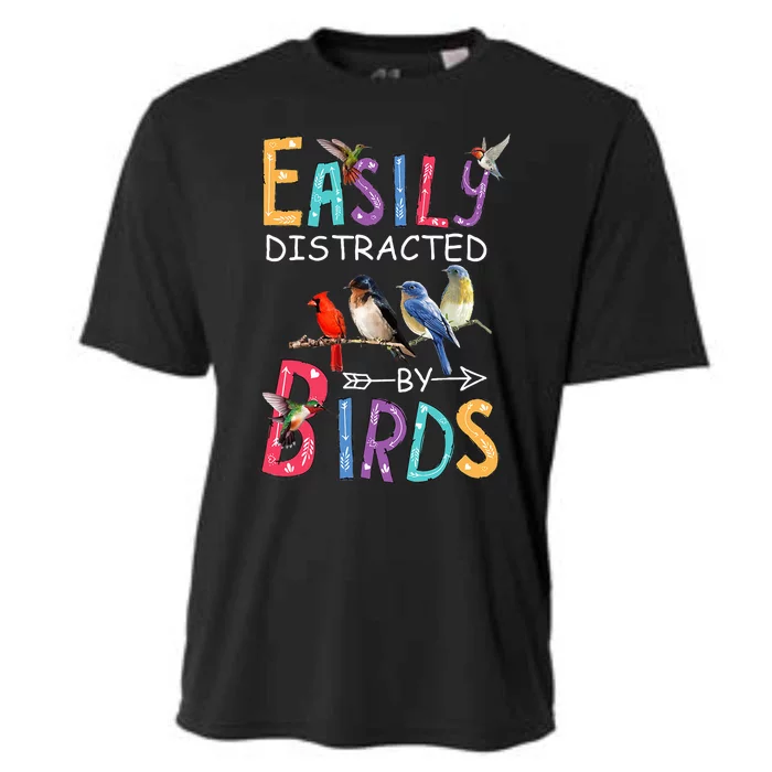 Easily Distracted By Birds Funny Bird Cooling Performance Crew T-Shirt