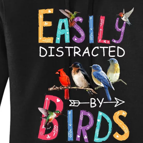 Easily Distracted By Birds Funny Bird Women's Pullover Hoodie